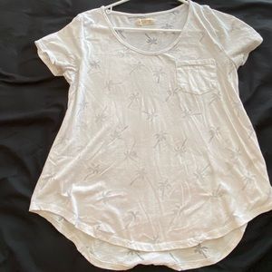 White T Shirt with see-through palm trees